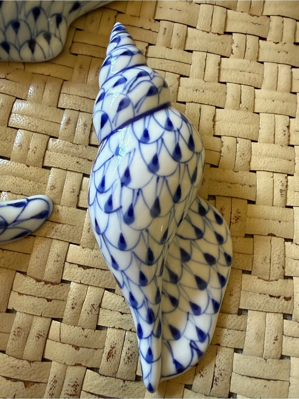 Vintage Nautical porcelain Star Fish Clam Conch Sea Shells (3)  Blue/ White - Picture 13 of 13